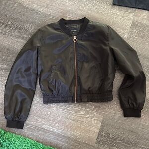 Black Satin Bomber Jacket